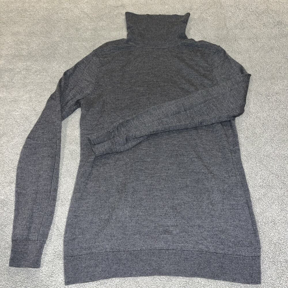 Duluth Trading Co Medium 100% Merino Wool Grey Long Sleeve Turtle Neck Pullover